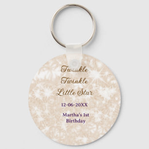 Brown glitter twinkle twinkle little star birthday keychain