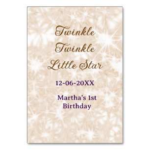 Brown glitter twinkle twinkle little star birthday table number