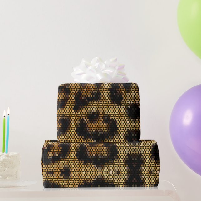Brown Glittery Leopard Pattern Wrapping Paper (Party Gifts)