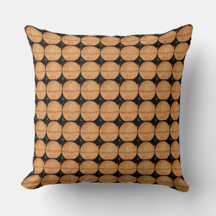 Brown Globe Tiles Pattern Design Throw Pillow