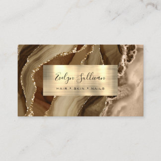 Brown Gold Agate Business Card