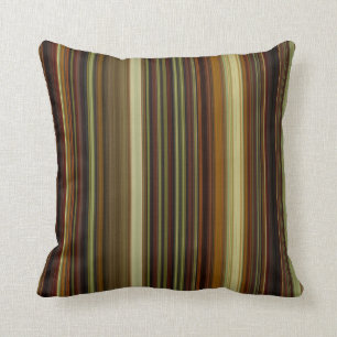 Brown Gold and Green Stripes Throw Pillow
