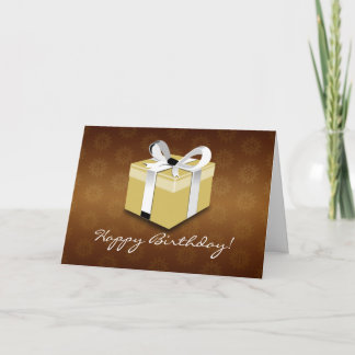 Brown, Gold and White Happy Birthday Greeting Card