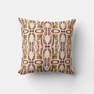 Brown Gold Beige Vertical Southwest Circles Rows Throw Pillow