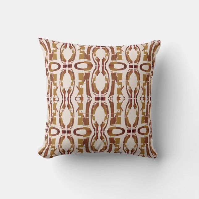 Brown Gold Beige Vertical Southwest Circles Rows Throw Pillow (Front)