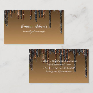 Brown Gold Black Glitter Modern Business card