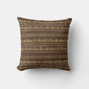 Brown  & Gold Bohemian Unicorn Pattern Throw Pillow