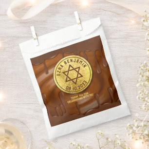 Brown Gold Chocolate Bar Mitzvah or Bat Mitzvah Favour Bag