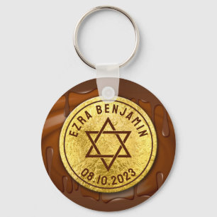 Brown Gold Chocolate Bar Mitzvah or Bat Mitzvah Keychain