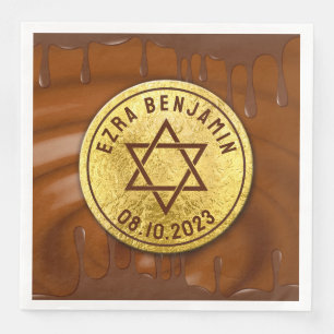 Brown Gold Chocolate Bar Mitzvah or Bat Mitzvah Napkin