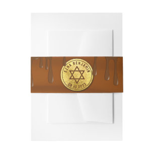 Brown Gold Chocolate Bar or Bat Mitzvah Invitation Belly Band