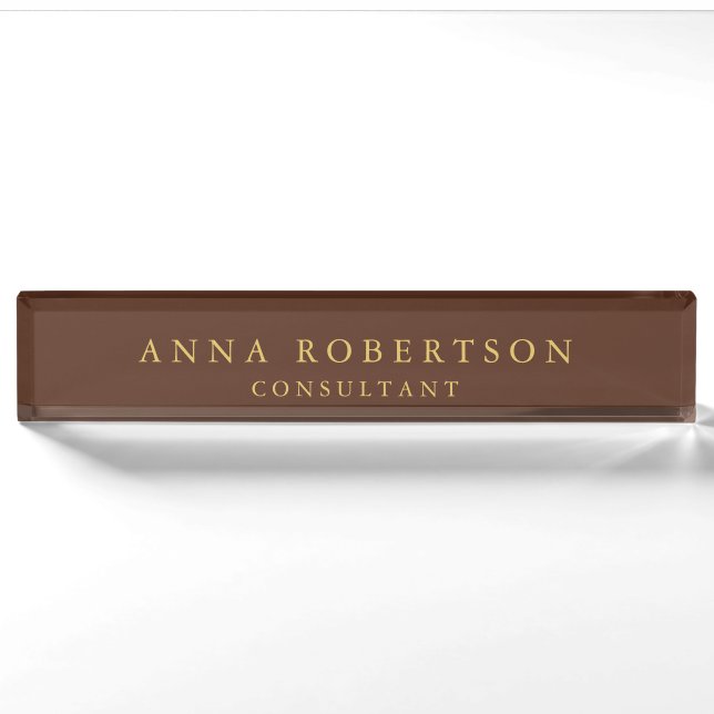 Brown Gold Colours Professional Trendy Minimalist Nameplate (Front)