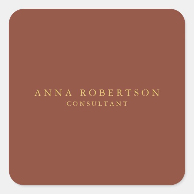 Brown Gold Colours Professional Trendy Minimalist Square Sticker (Front)