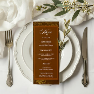 Brown & Gold Elegant Floral Wedding Menu