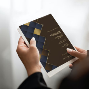 Brown & Gold Geometric Wedding Invitation