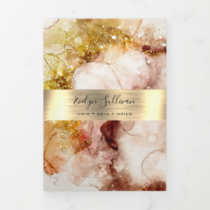 Brown gold glitter watercolor trifold brochure