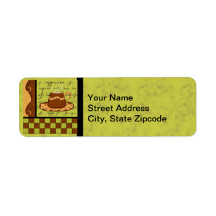 Brown Gold Green Checkerboard Coffee Cup Art