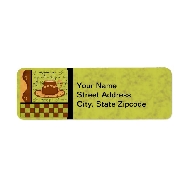 Brown Gold Green Checkerboard Coffee Cup Art (Devant)
