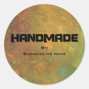 Brown Gold Green Earthy Abstract Design Handmade Classic Round Sticker