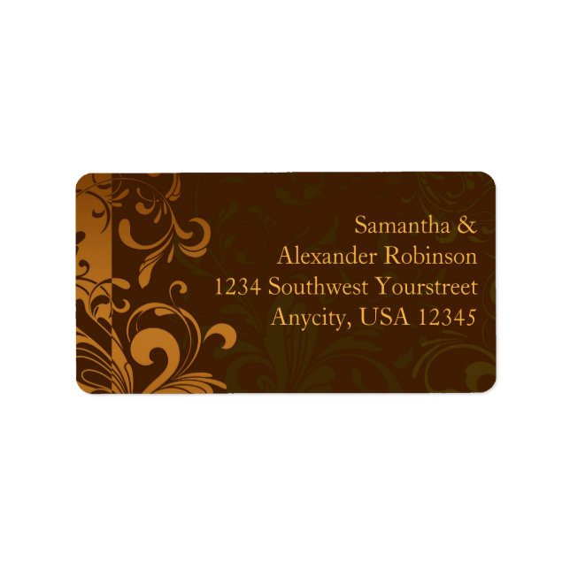 Brown/Gold/Green Reverse Swirl Address Label (Front)