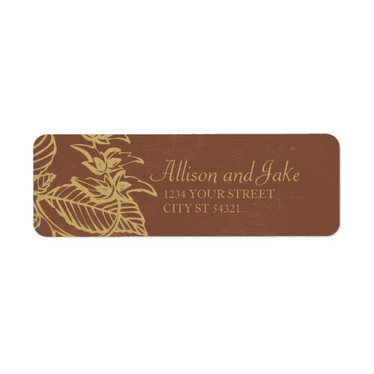 Brown & Gold Leaves, Fall Wedding Address Labels