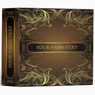 Brown& Gold Retro Swirls Pattern Binder