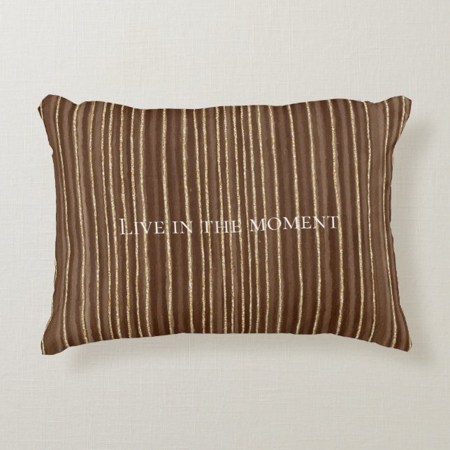 Brown Gold Stripes Christmas   Accent Pillow (Front)