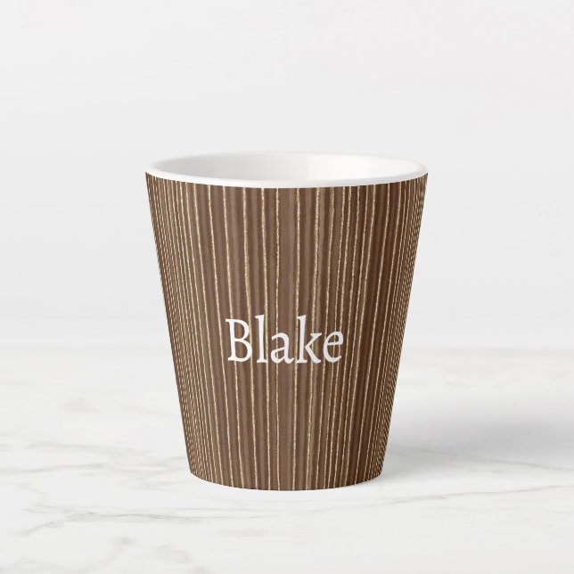 Brown Gold Stripes Christmas Latte Mug (Front)