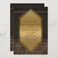 Brown Gold Zebra Print Birthday Party Any Event