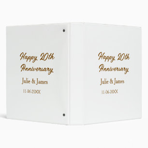 Brown golden happy 20th anniversary name datsimple binder