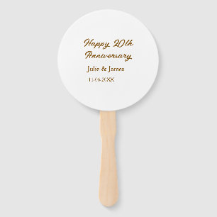 Brown golden happy 20th anniversary name datsimple hand fan