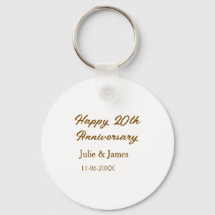 Brown golden happy 20th anniversary name datsimple keychain