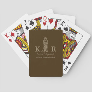 Brown Golf Player Classy Golfer Monogram  Playing Cards