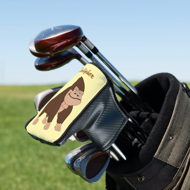 Brown Gorilla Design Golf Head Cover (In Situ)