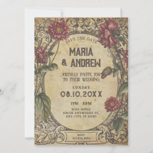 Brown gothic Vintage Classic Wedding Save The Date