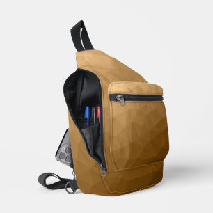 Brown gradient geometric mesh pattern sling bag