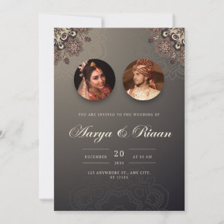 Brown Gradient traditional Indian wedding Invitation