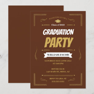 Brown Graduation Party Invitation