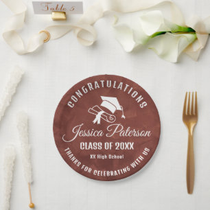 Brown Graduation Party Sweet Personalized Name Paper Plate