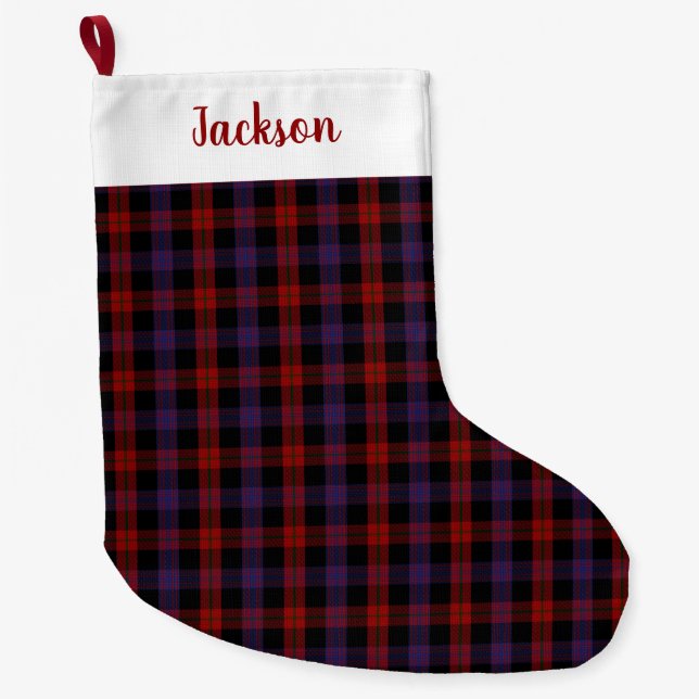 Brown Grady Tartan Plaid Pattern Large Christmas Stocking (Front)