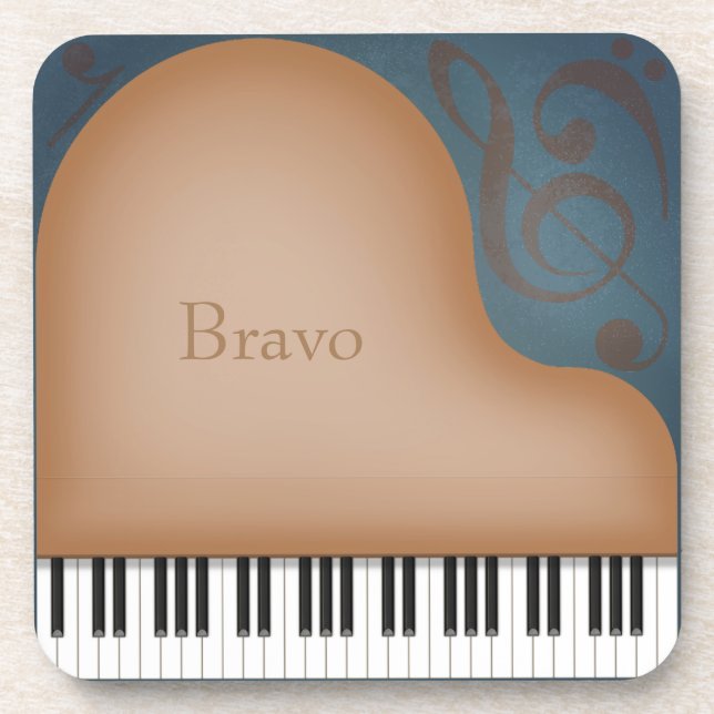 Brown Grand Piano Charming Personalized Music Coaster (Front)