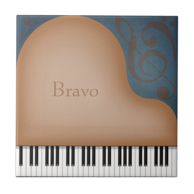 Brown Grand Piano Personalized Musical Tile (Front)