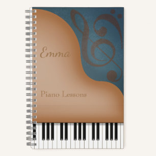 Brown Grand Piano Pianist & Music Lover's Custom Notebook