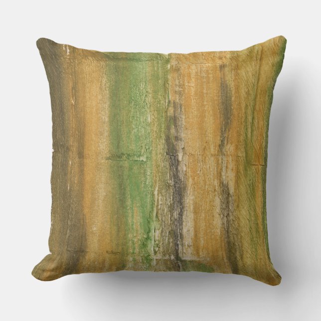 Brown green abstract art throw pillow (Front)