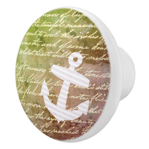 Brown Green Anchor Nautical Drawer knob