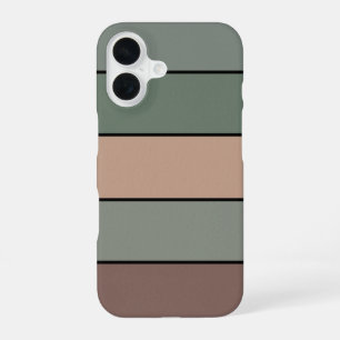 Brown Green And Black Stripes On Watercolor Paper iPhone 16 Case