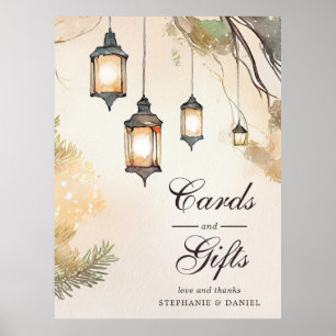 Brown, Green, And Cream Rustic Lantern Wedding Poster