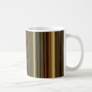 Brown Green and Gold Stripes Coffee Mug