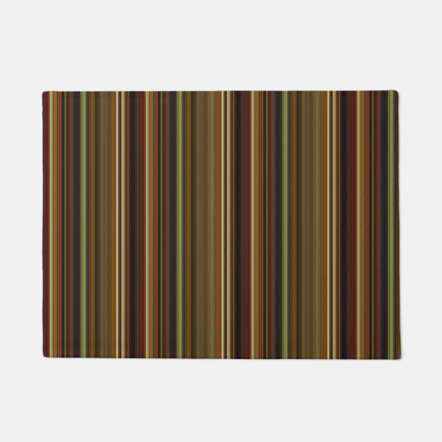 Brown Green and Gold Stripes Doormat (Front)