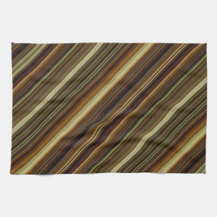 Brown Green and Gold Stripes Kitchen Towel